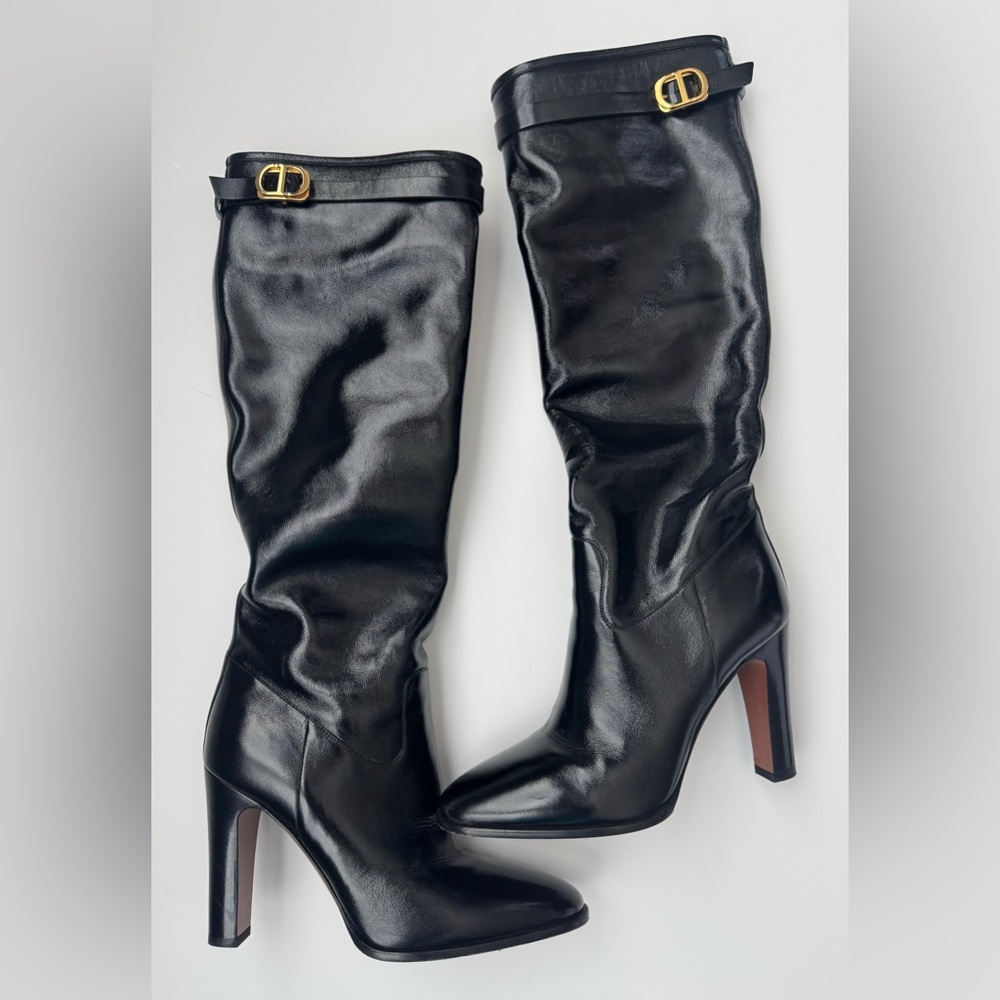 Christian Dior Empreinte heeled boots in black shiny calfskin leather - Picture 1 of 5